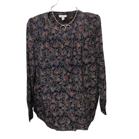 EXCELLENT CONDITION J. Jill Pure Jill Womens Large Blue parsley multicolored Fl - Picture 1 of 6